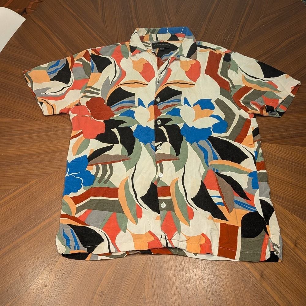 No Boundaries Button Down Shirt Mens Small Multicolor Excellent Abstract Floral